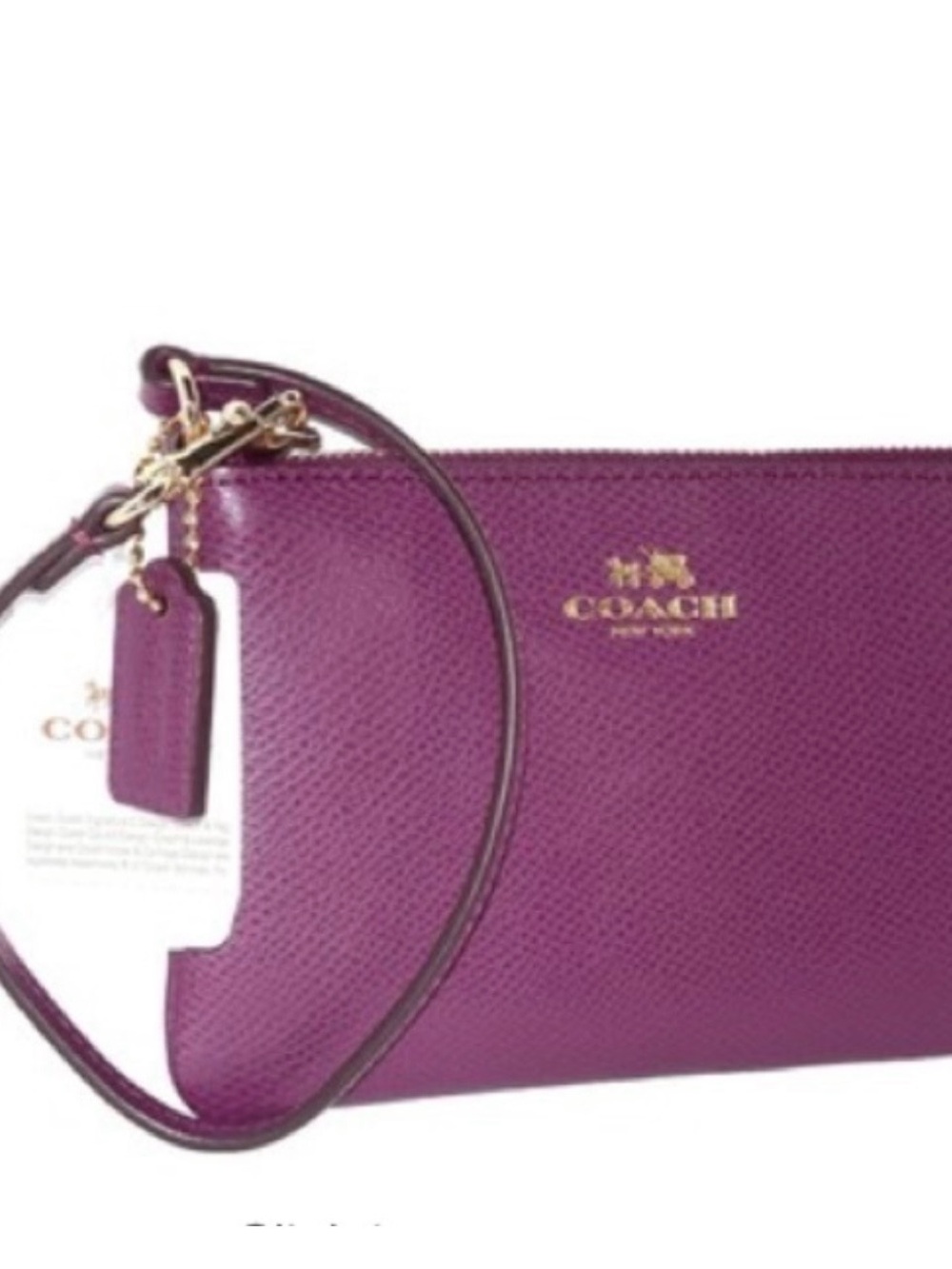 Coach Plum Leather Wristlet Clutch with Gold Hardware